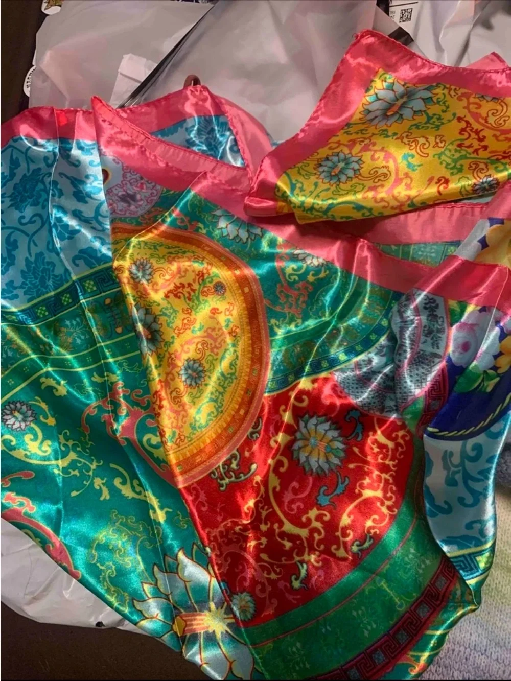 Boho Multicolor Silk Scarf